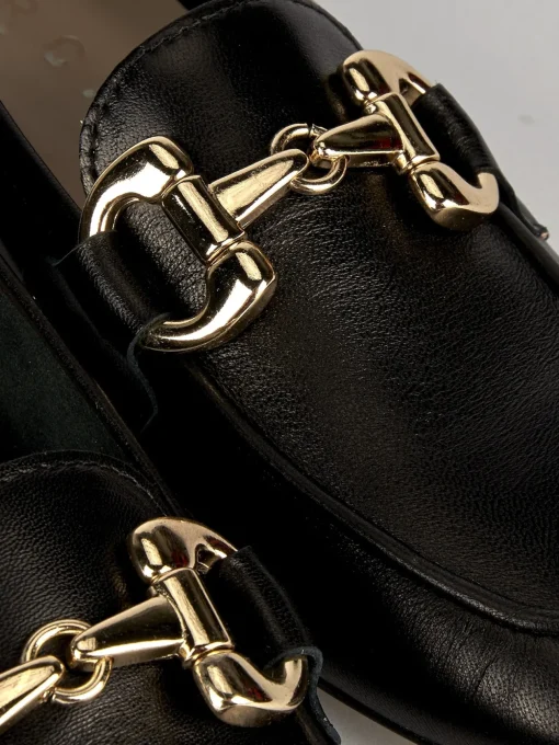 Mocassino tacco 1 cm nero pelle