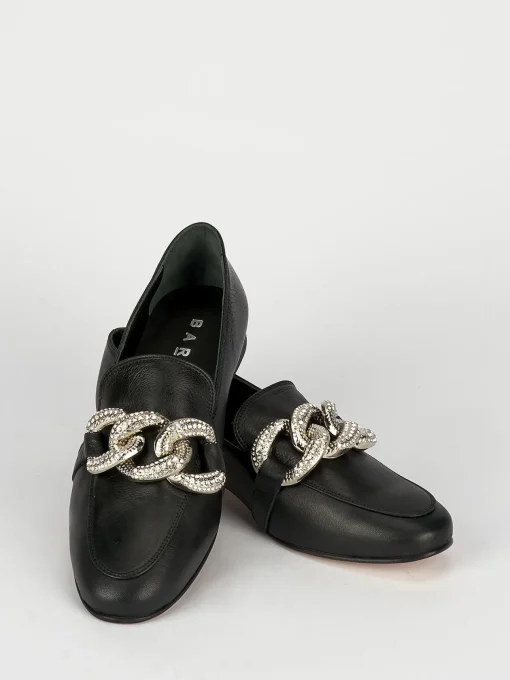 Mocassino tacco 1 cm nero pelle