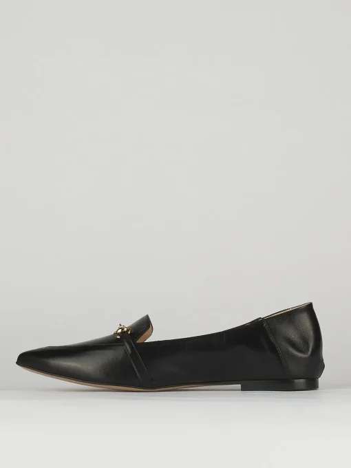 Mocassino tacco 1 cm nero pelle