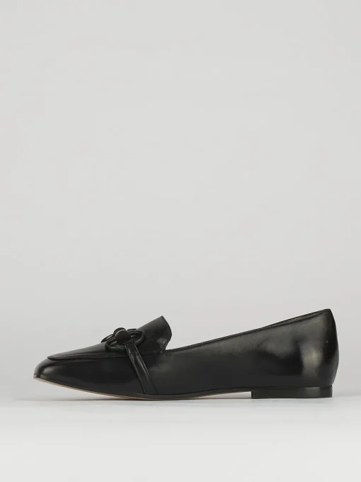 Mocassino tacco 1 cm nero pelle