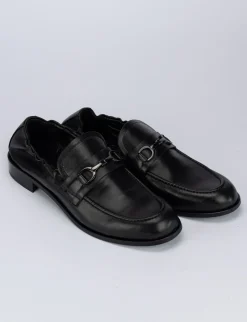 Mocassino tacco 1 cm nero pelle