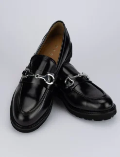 Mocassino tacco 1 cm nero pelle