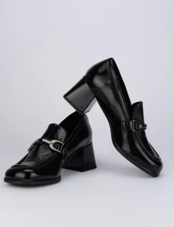 Mocassino tacco 9 cm nero pelle