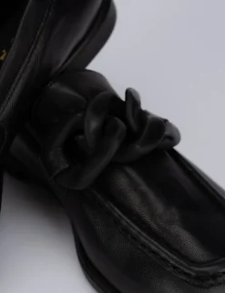 Mocassino tacco 1 cm nero pelle