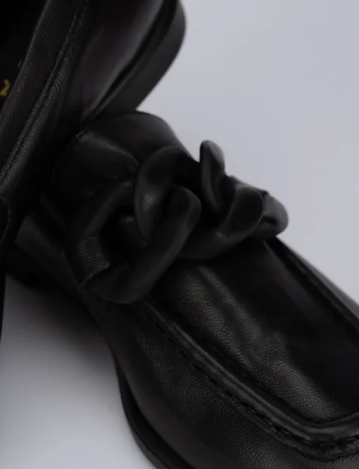 Mocassino tacco 1 cm nero pelle