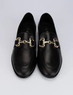Mocassino tacco 1 cm nero pelle
