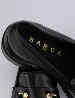 Mocassino tacco 1 cm nero pelle