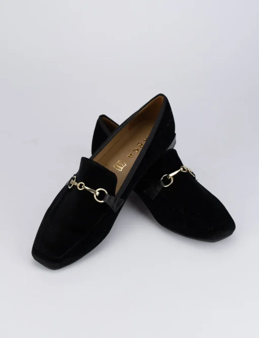 Mocassino tacco 1 cm nero velluto