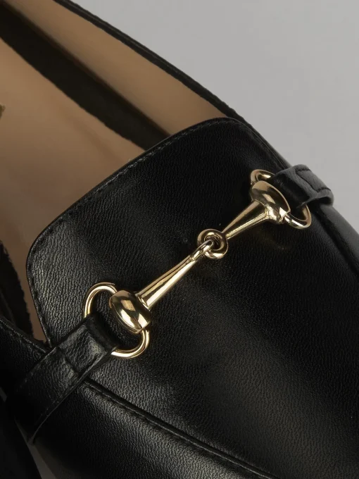 Mocassino tacco 1 cm nero pelle