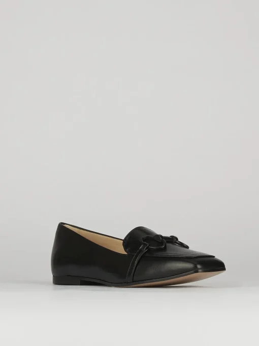 Mocassino tacco 1 cm nero pelle