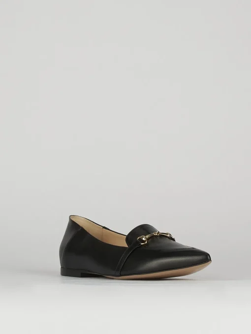 Mocassino tacco 1 cm nero pelle