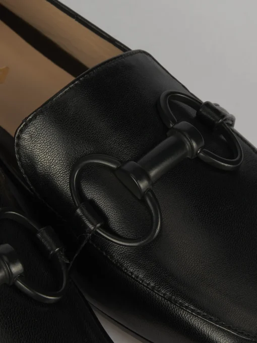 Mocassino tacco 1 cm nero pelle
