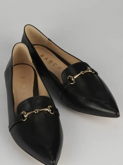Mocassino tacco 1 cm nero pelle