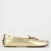 Mocassino tacco 1 cm oro pelle
