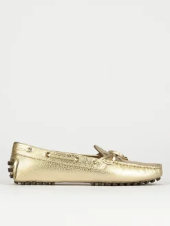Mocassino tacco 1 cm oro pelle