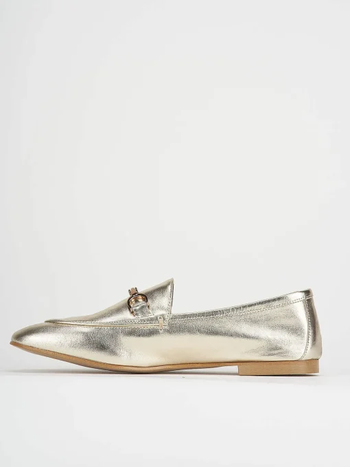 Mocassino tacco 1 cm oro pelle