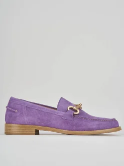 Mocassino tacco 1 cm rosa camoscio