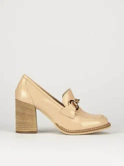 Mocassino tacco 7 cm rosa vernice