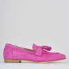 Mocassino tacco 1 cm rosa camoscio