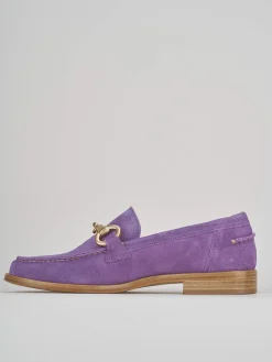 Mocassino tacco 1 cm rosa camoscio