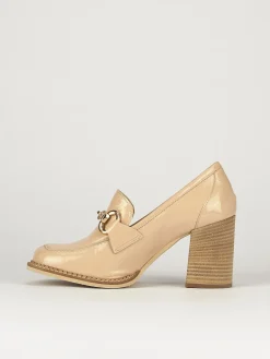 Mocassino tacco 7 cm rosa vernice