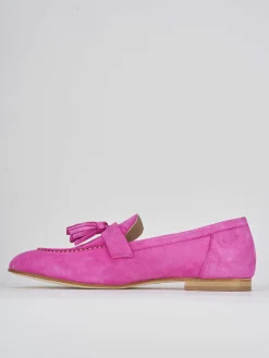 Mocassino tacco 1 cm rosa camoscio