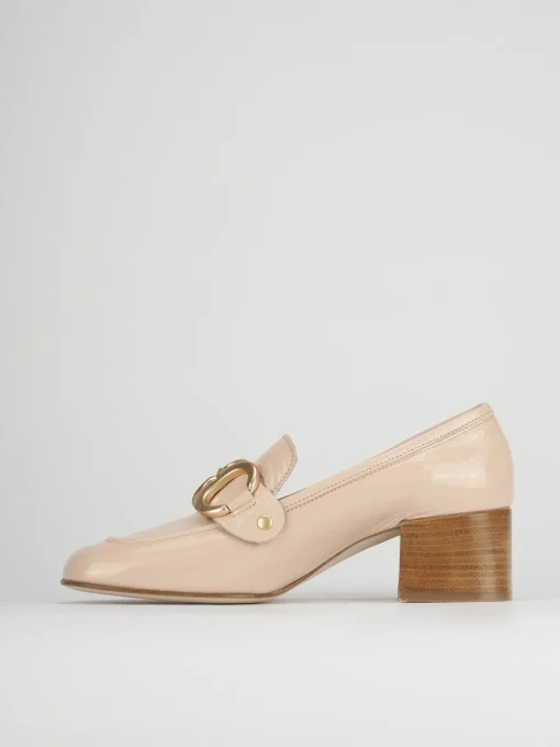 Mocassino tacco 6 cm rosa pelle