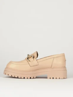 Mocassino tacco 1 cm rosa pelle