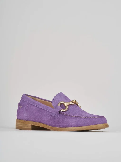 Mocassino tacco 1 cm rosa camoscio