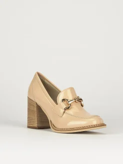 Mocassino tacco 7 cm rosa vernice