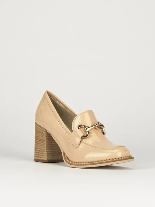 Mocassino tacco 7 cm rosa vernice