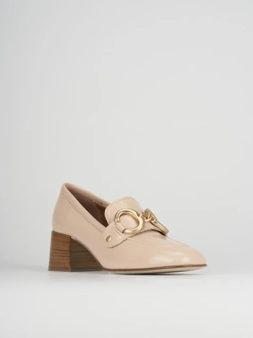 Mocassino tacco 6 cm rosa pelle