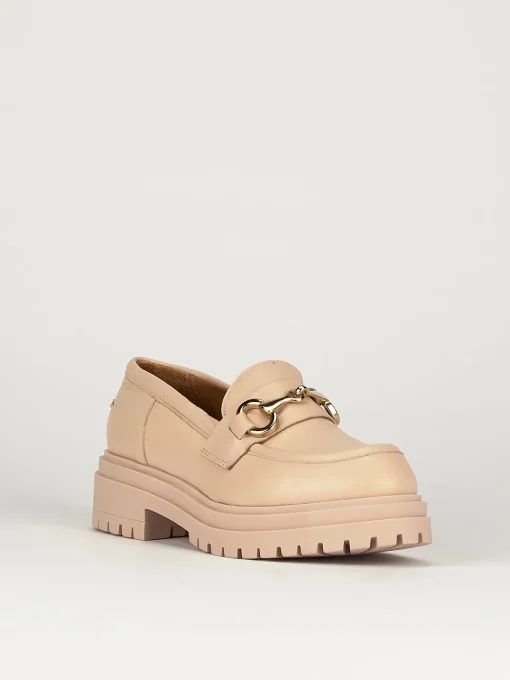 Mocassino tacco 1 cm rosa pelle