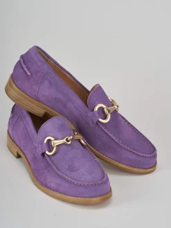 Mocassino tacco 1 cm rosa camoscio