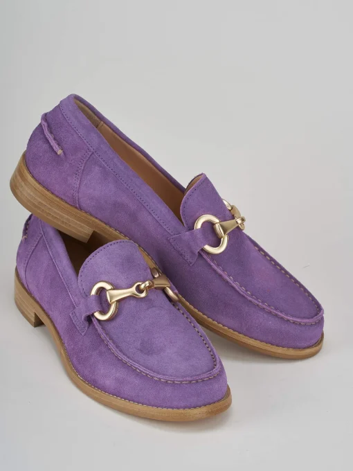 Mocassino tacco 1 cm rosa camoscio