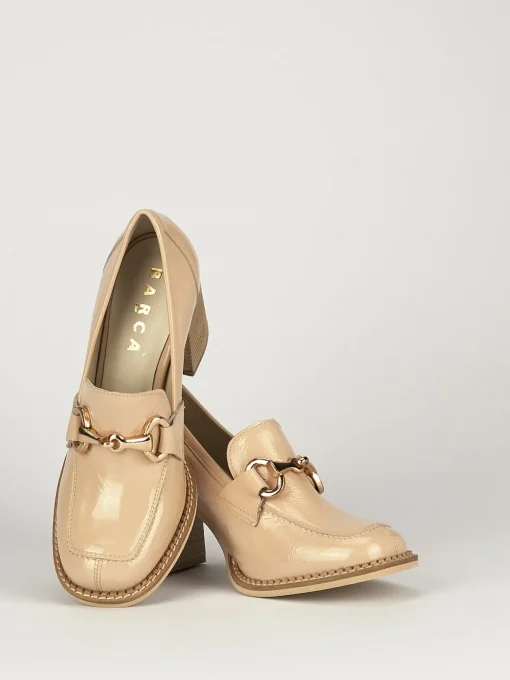 Mocassino tacco 7 cm rosa vernice