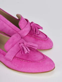 Mocassino tacco 1 cm rosa camoscio