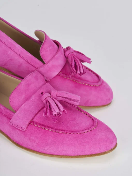 Mocassino tacco 1 cm rosa camoscio