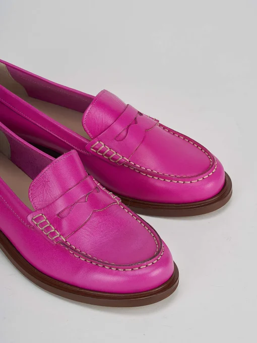 Mocassino tacco 1 cm rosa pelle