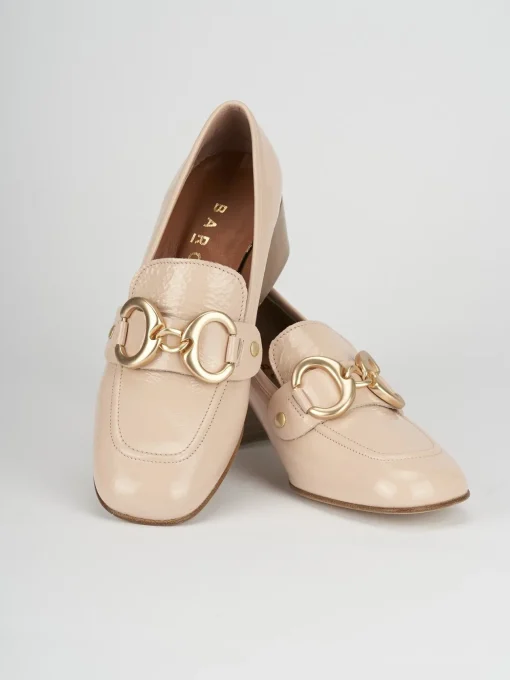 Mocassino tacco 6 cm rosa pelle