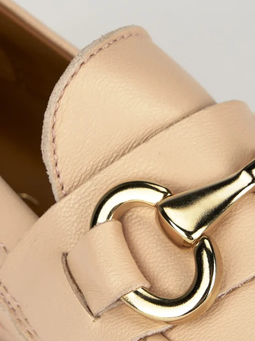 Mocassino tacco 1 cm rosa pelle