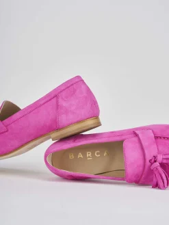 Mocassino tacco 1 cm rosa camoscio