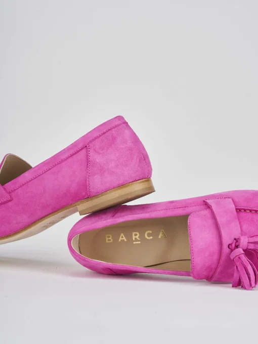 Mocassino tacco 1 cm rosa camoscio