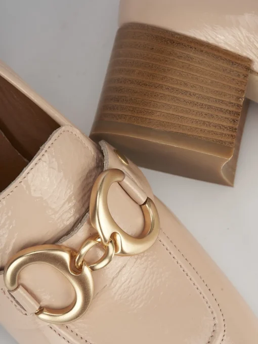 Mocassino tacco 6 cm rosa pelle