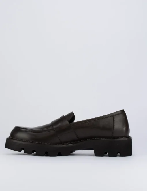 Mocassino tacco 2 cm testa pelle