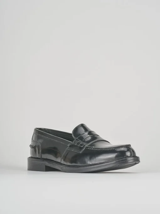 Mocassino tacco 1cm nero pelle