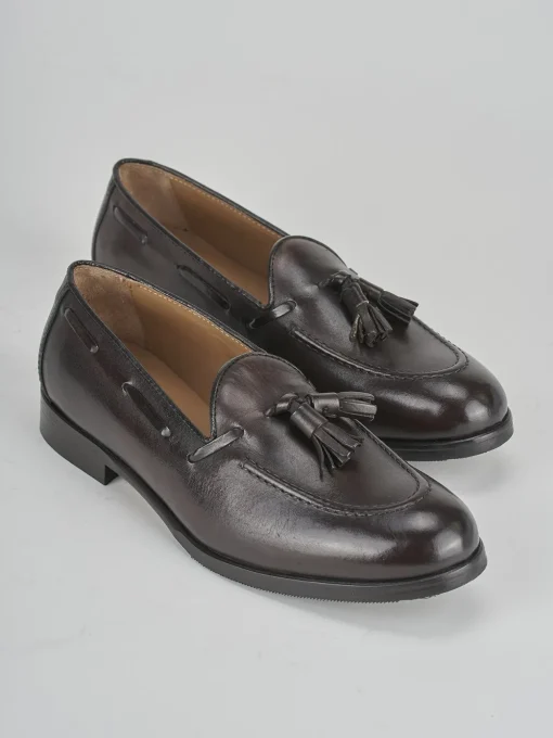 Mocassino tacco 1cm testa pelle