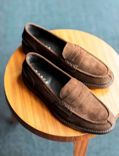 Mocassino tacco 1cm testa camoscio
