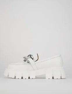 Mocassino tacco 1cm bianco pelle