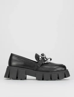 Mocassino tacco 1cm nero pelle